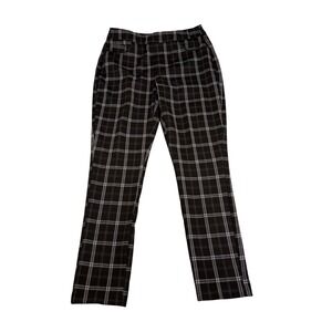C. Est 1946 Womens Black White Plaid Mid Rise Slim Leg Pull On Pants Size S